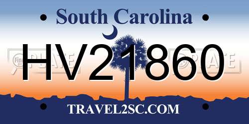 HV21860 South Carolina License Plate