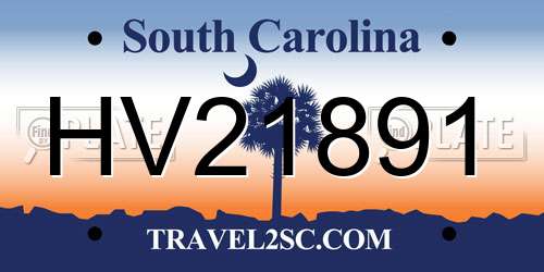 HV21891 South Carolina License Plate
