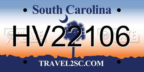 HV22106 South Carolina License Plate