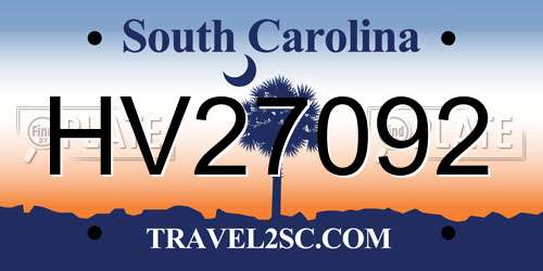 HV27092 South Carolina License Plate