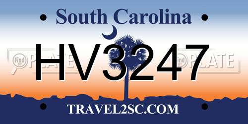 HV3247 South Carolina License Plate