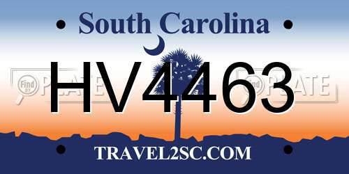 HV4463 South Carolina License Plate