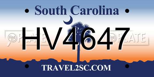 HV4647 South Carolina License Plate