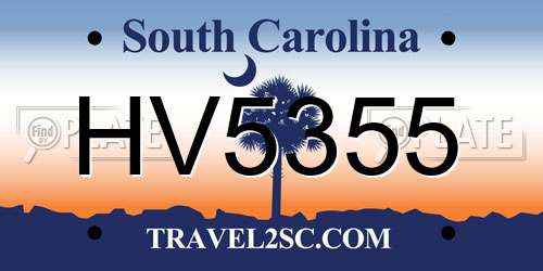 HV5355 South Carolina License Plate