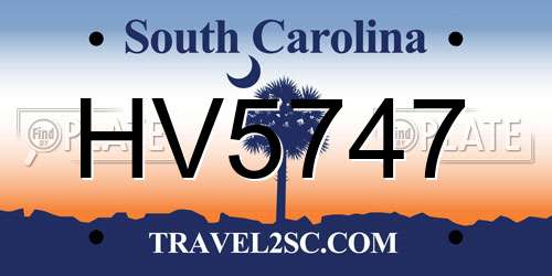 HV5747 South Carolina License Plate