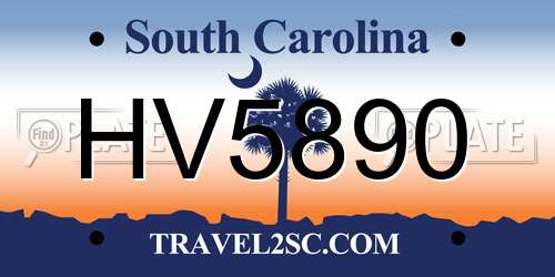 HV5890 South Carolina License Plate