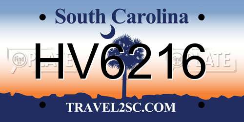 HV6216 South Carolina License Plate