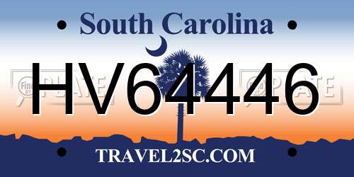 HV64446 South Carolina License Plate