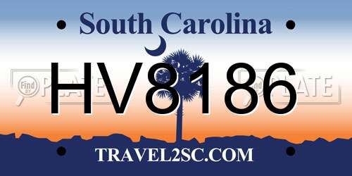 HV8186 South Carolina License Plate