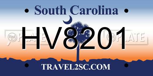 HV8201 South Carolina License Plate