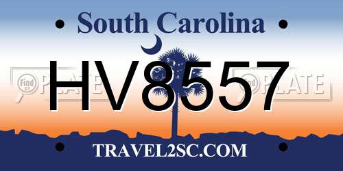 HV8557 South Carolina License Plate