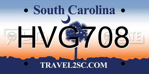 HVG708 South Carolina License Plate