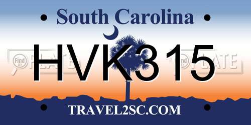 HVK315 South Carolina License Plate
