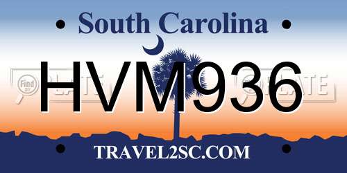 HVM936 South Carolina License Plate