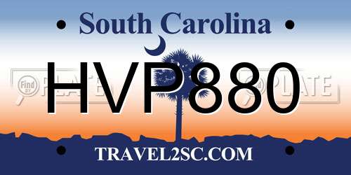 HVP880 South Carolina License Plate