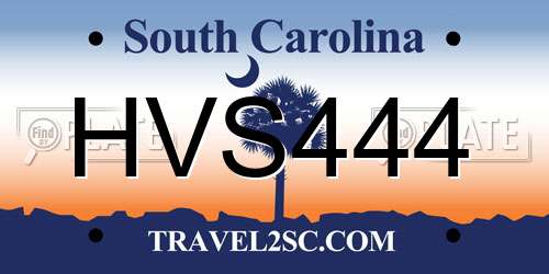 HVS444 South Carolina License Plate