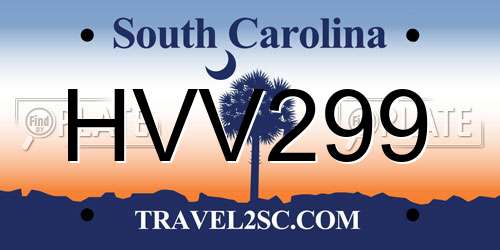 HVV299 South Carolina License Plate