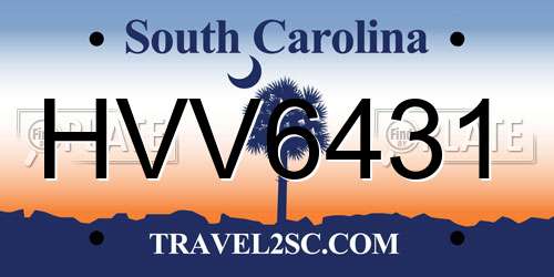 HVV6431 South Carolina License Plate