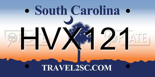 HVX121 South Carolina License Plate