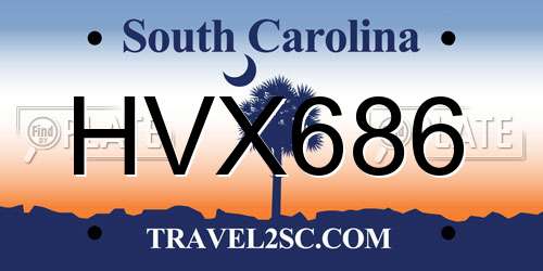 HVX686 South Carolina License Plate