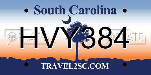 HVY384 South Carolina License Plate
