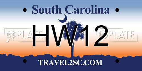 HW12 South Carolina License Plate
