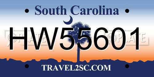 HW55601 South Carolina License Plate