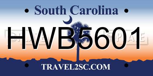 HWB5601 South Carolina License Plate