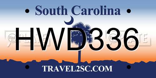 HWD336 South Carolina License Plate