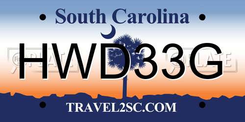 HWD33G South Carolina License Plate