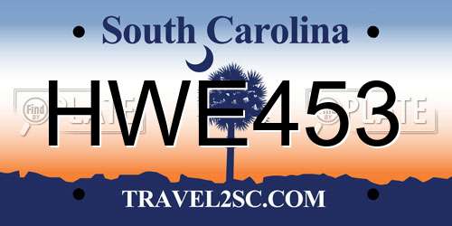 HWE453 South Carolina License Plate