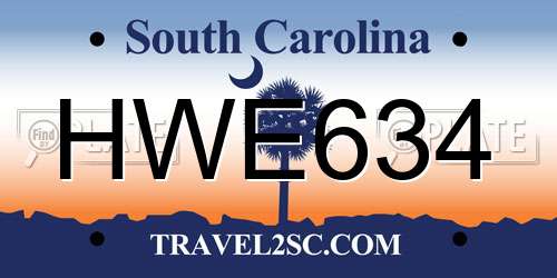 HWE634 South Carolina License Plate