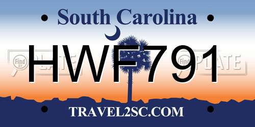HWF791 South Carolina License Plate