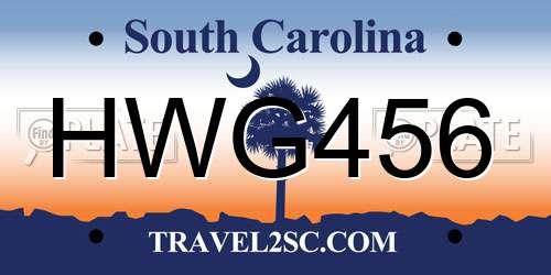 HWG456 South Carolina License Plate