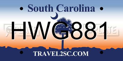 HWG881 South Carolina License Plate