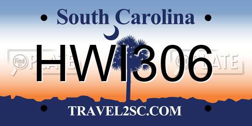 HWI306 South Carolina License Plate