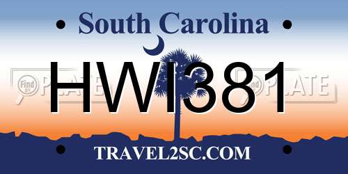 HWI381 South Carolina License Plate