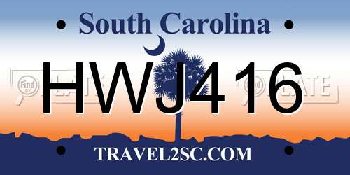 HWJ416 South Carolina License Plate