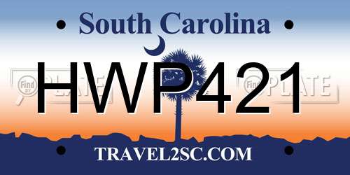 HWP421 South Carolina License Plate