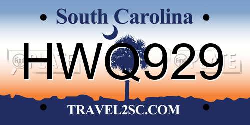 HWQ929 South Carolina License Plate