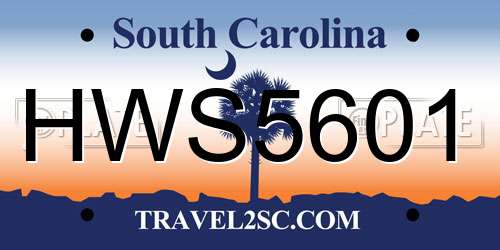 HWS5601 South Carolina License Plate