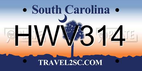 HWV314 South Carolina License Plate