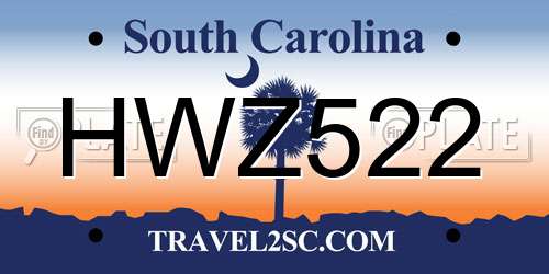 HWZ522 South Carolina License Plate
