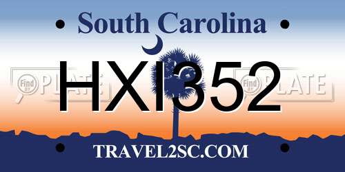 HXI352 South Carolina License Plate