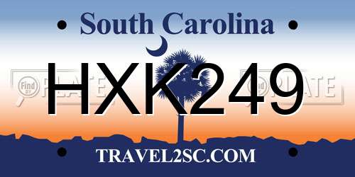 HXK249 South Carolina License Plate
