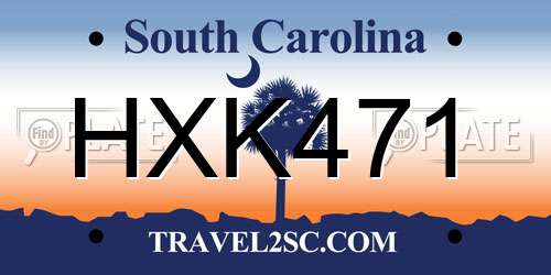 HXK471 South Carolina License Plate