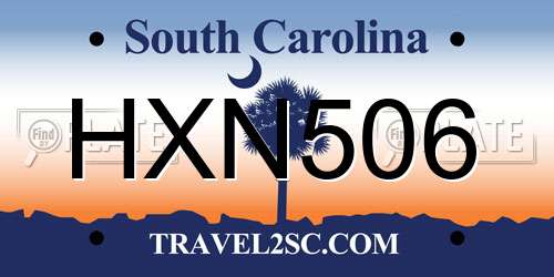 HXN506 South Carolina License Plate