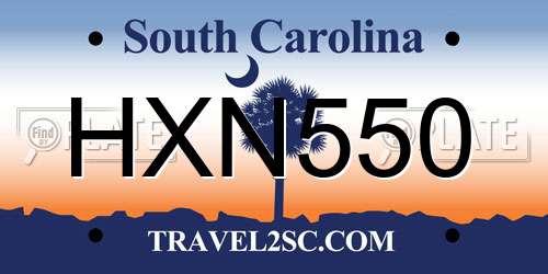 HXN550 South Carolina License Plate