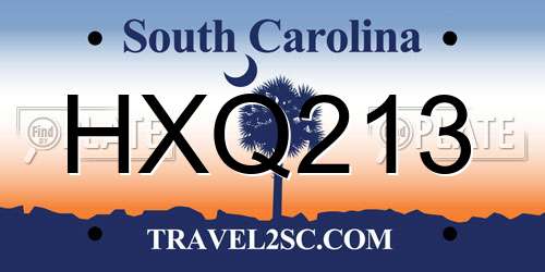 HXQ213 South Carolina License Plate