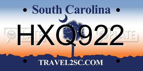 HXQ922 South Carolina License Plate